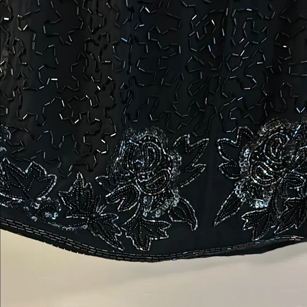 VINTAGE SILK Chic Black Beaded Dress - Picture 7 of 9